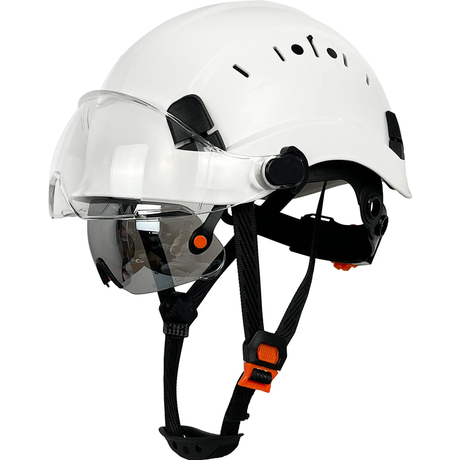 Casque de Sécurité CE avec Visière - Casque de Travail en ABS Ventilé Réglable